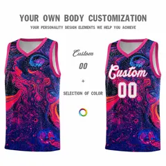 Rose Red Fluid Painting Pattern Basketball Jersey 3