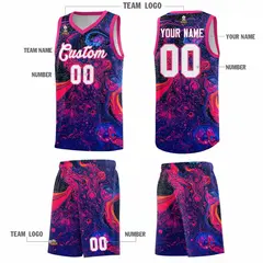 Rose Red Fluid Painting Pattern Basketball Jersey 5