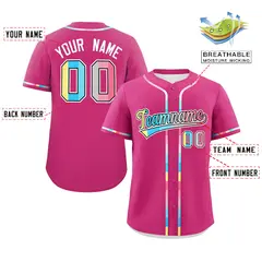 Rose Red Genderflux Pride Month Classic Baseball Jersey 2