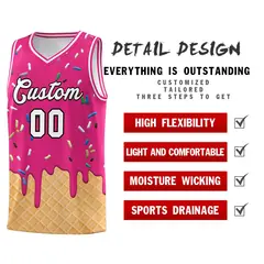 Rose Red Ice Cream Element Pattern Basketball Kits 2