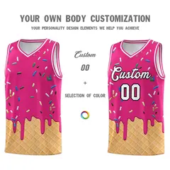 Rose Red Ice Cream Element Pattern Basketball Kits 3