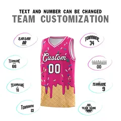 Rose Red Ice Cream Element Pattern Basketball Kits 4