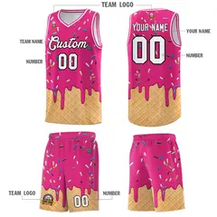 Rose Red Ice Cream Element Pattern Basketball Kits 5