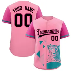 Rose Red Light Pink Raptor Series Raglan Baseball Jersey