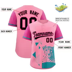 Rose Red Light Pink Raptor Series Raglan Baseball Jersey 2