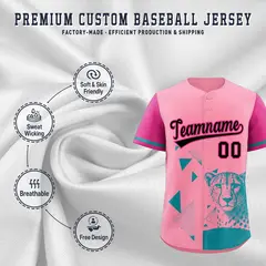 Rose Red Light Pink Raptor Series Raglan Baseball Jersey 3