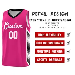 Rose Red Mosaic Gradient Fashion Basketball Jersey 2