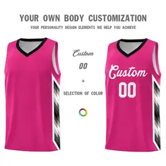 Rose Red Mosaic Gradient Fashion Basketball Jersey 3