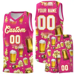Rose Red National Beer Day Beer Bubble Basketball Jersey 1