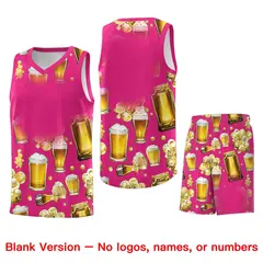 Rose Red National Beer Day Beer Bubble Basketball Jersey 7