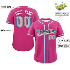 Rose Red Powder Blue Transgender Pride Month Baseball Jersey 2
