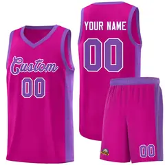 Rose Red Purple-White Side Splash Basketball Uniform Jersey 1