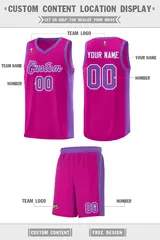 Rose Red Purple-White Side Splash Basketball Uniform Jersey 2