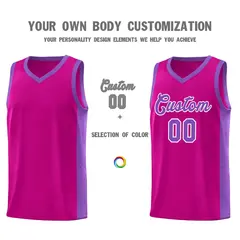 Rose Red Purple-White Side Splash Basketball Uniform Jersey 3