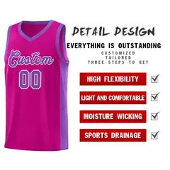 Rose Red Purple-White Side Splash Basketball Uniform Jersey 5