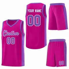 Rose Red Purple-White Side Splash Basketball Uniform Jersey 6