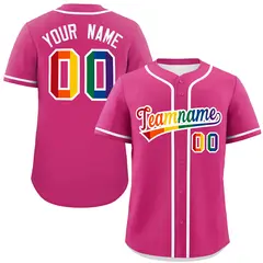 Rose Red Rainbow Pride Month Authentic Baseball Jersey 1