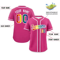 Rose Red Rainbow Pride Month Authentic Baseball Jersey 2