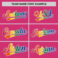 Rose Red Rainbow Pride Month Authentic Baseball Jersey 3