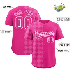 Rose Red Rhombus Design Authentic Baseball Jersey 2