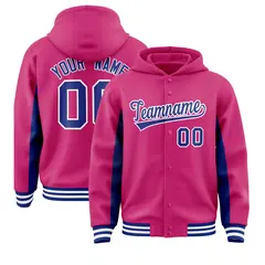 Rose Red Royal Color Block Varsity Letterman Jacket Hoodie