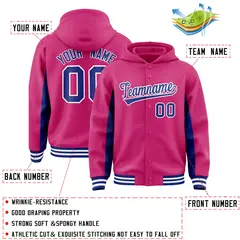 Rose Red Royal Color Block Varsity Letterman Jacket Hoodie 4