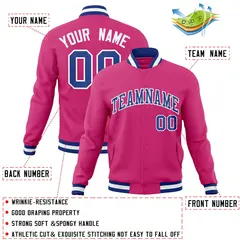Rose Red Royal-White Varsity Full-Snap Letterman Jacket 4