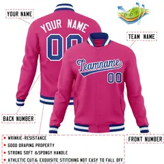 Rose Red Royal-White Varsity Full-Snap Letterman Jacket 4