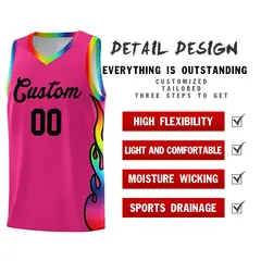 Rose Red Side Flame Basketball Jersey for Teams 2