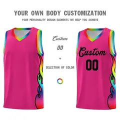 Rose Red Side Flame Basketball Jersey for Teams 3