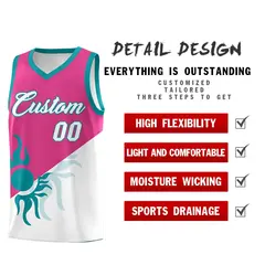 Rose Red White Radiant Sun Two Tone Basketball Jersey 3