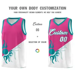 Rose Red White Radiant Sun Two Tone Basketball Jersey 4