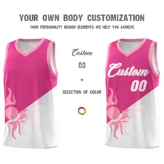 Rose Red White Radiant Sun Two Tone Basketball Jersey 4