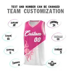 Rose Red White Radiant Sun Two Tone Basketball Jersey 5