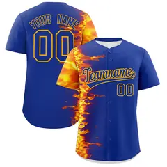 Royal 3D Flame Authentic Baseball Jersey