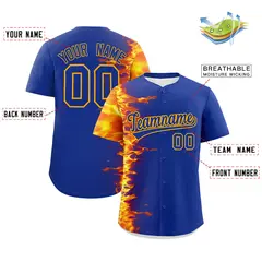 Royal 3D Flame Authentic Baseball Jersey 2