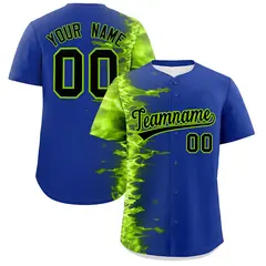Royal 3D Flame Authentic Baseball Jersey