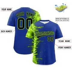 Royal 3D Flame Authentic Baseball Jersey 2