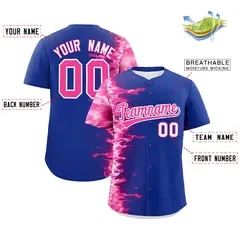 Royal 3D Flame Authentic Baseball Jersey 2
