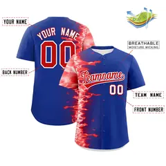 Royal 3D Flame Authentic Baseball Jersey 2