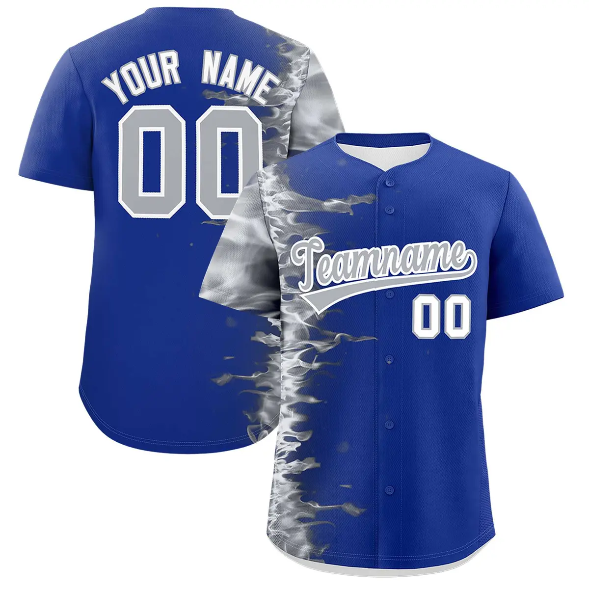 Royal 3D Flame Authentic Baseball Jersey