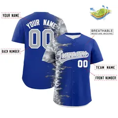 Royal 3D Flame Authentic Baseball Jersey 2