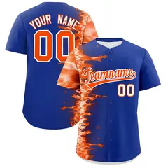 Royal 3D Flame Authentic Baseball Jersey 1