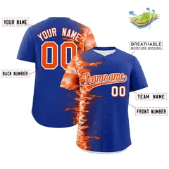 Royal 3D Flame Authentic Baseball Jersey 2