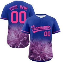 Royal 3D Flower Design Authentic Baseball Jersey