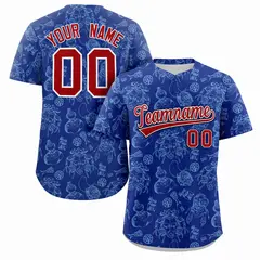 Royal 3D Graffiti Pattern Baseball Jersey