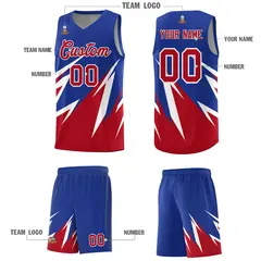 Royal Abstract Mountain Pattern Basketball Jersey 4