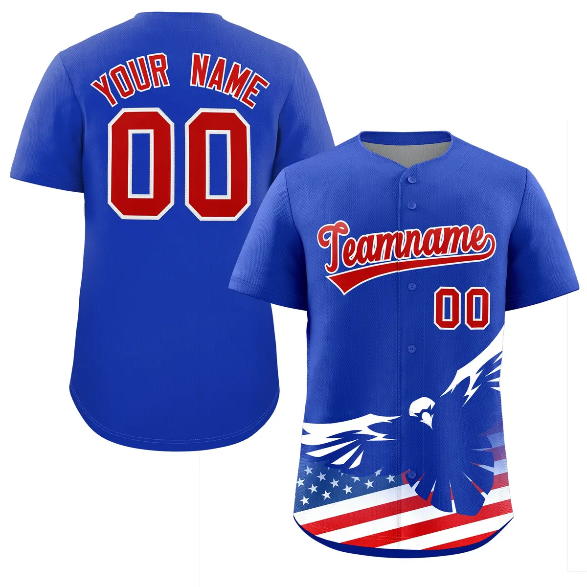 Royal American Flag Eagle Baseball Jersey