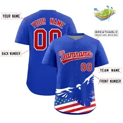 Royal American Flag Eagle Baseball Jersey 2