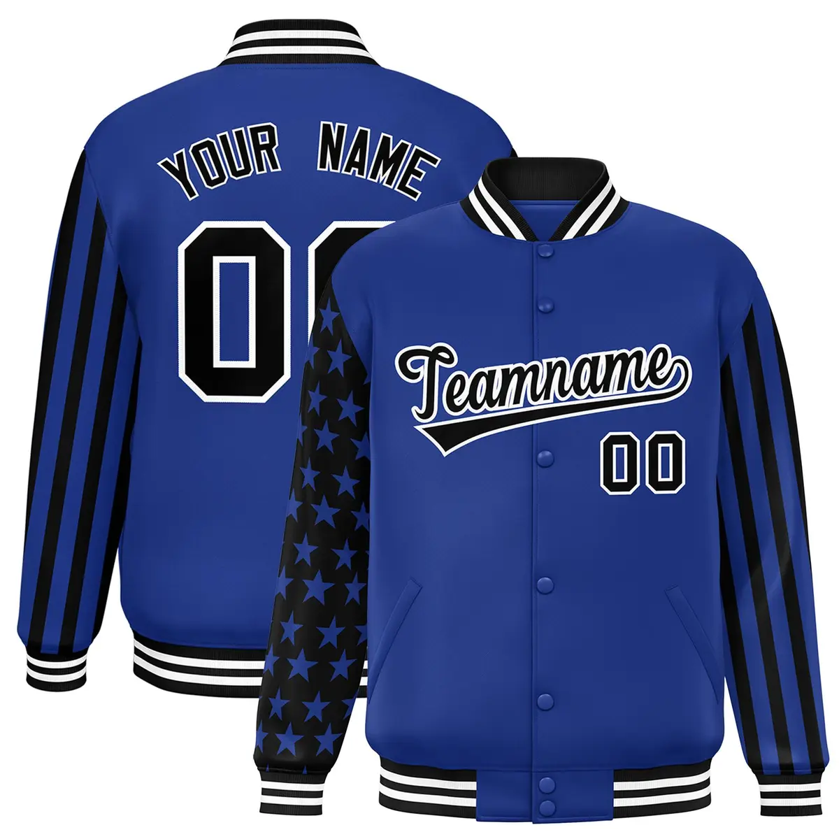 Royal American Flag Varsity Letterman Bomber Jacket